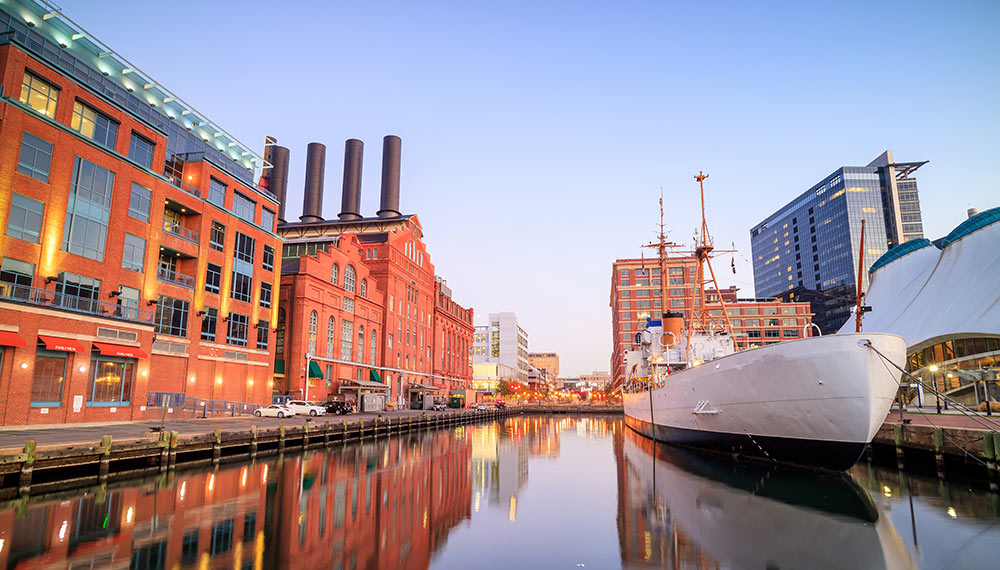 Baltimore Inner Harbor ship and piers