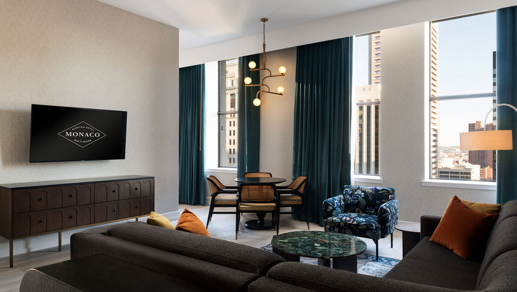 Renovated sitting area at Kimpton Hotel Monaco Baltimore