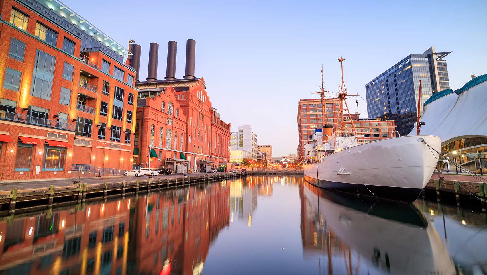 Baltimore Inner Harbor ship and piers