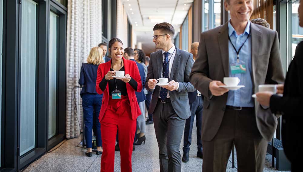 Business people walking down the street