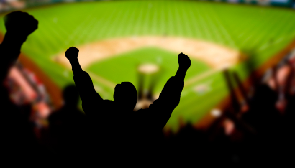 Crowd silhouette at baseball stadium