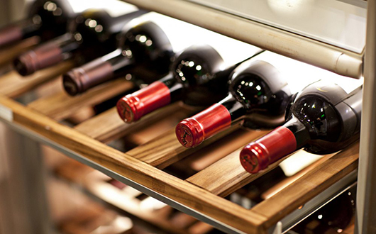 Wine bottles on a wine a rack