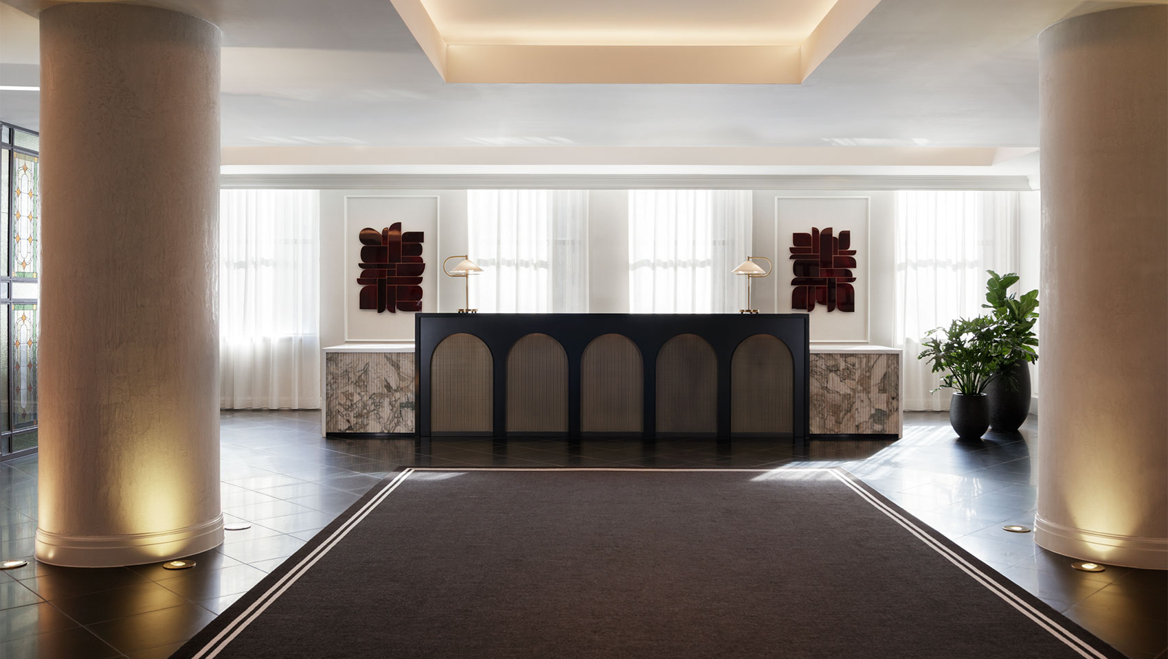 Renovated front desk at Kimpton Hotel Monaco Baltimore