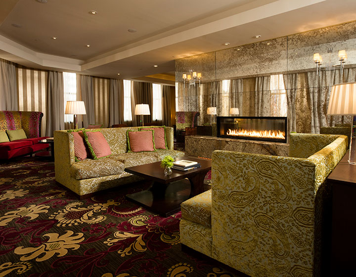 Kimpton Monaco Baltimore Hotel Lobby Living Room Fireplace prior to renovation